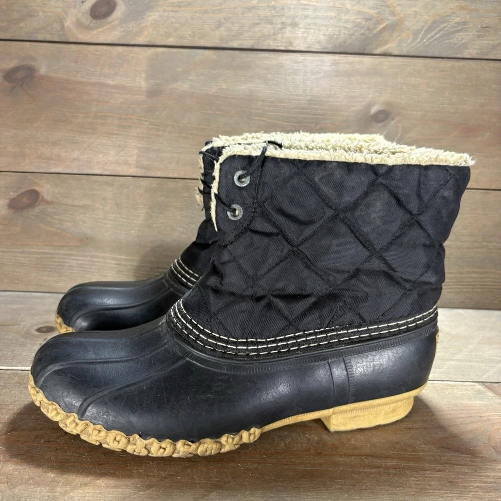 ll bean duck boots womens size 9 shoes black quilted sherpa winter hunting